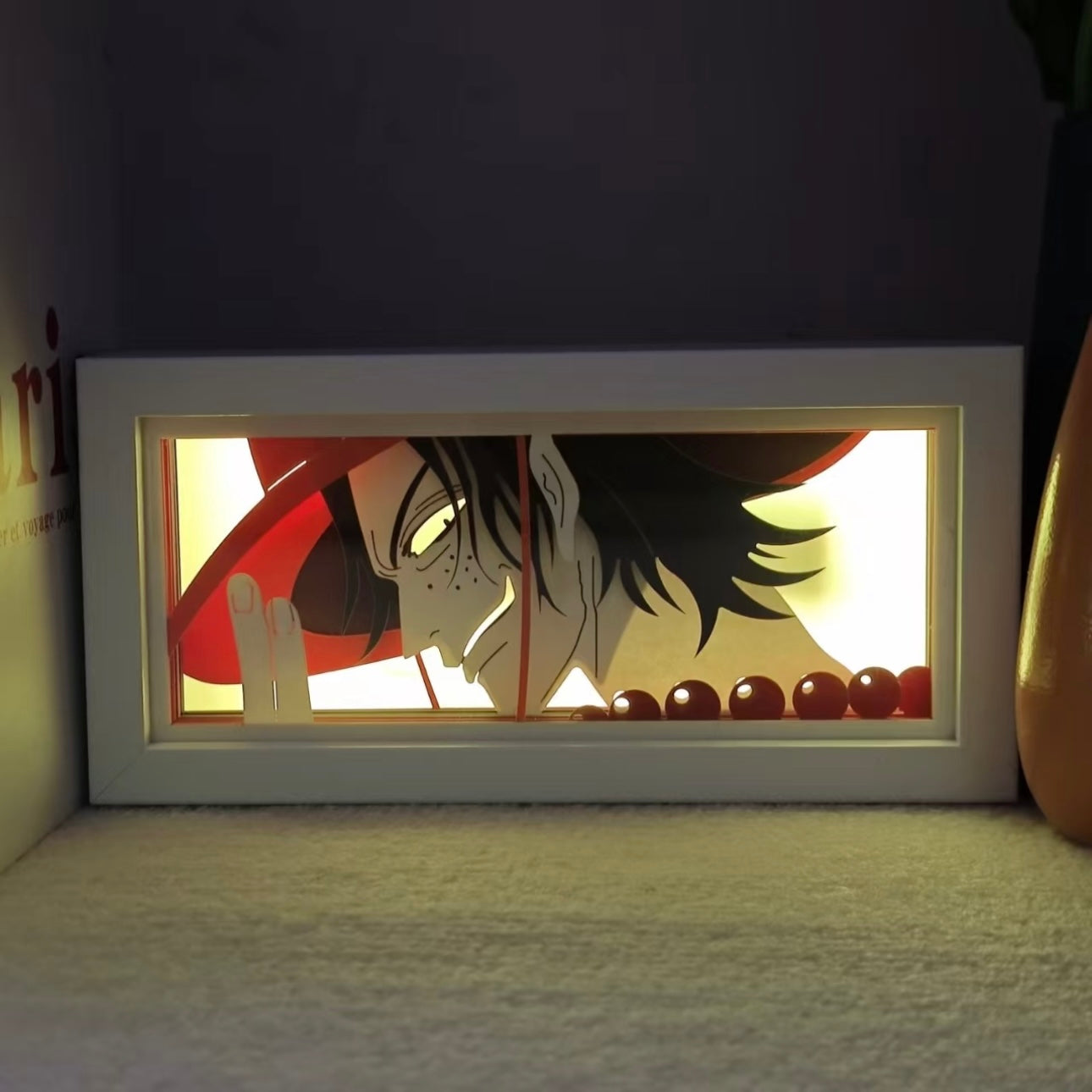 One Piece 3D Paper-Cut LED Desktop Lamp – 16-Color Anime Night Light