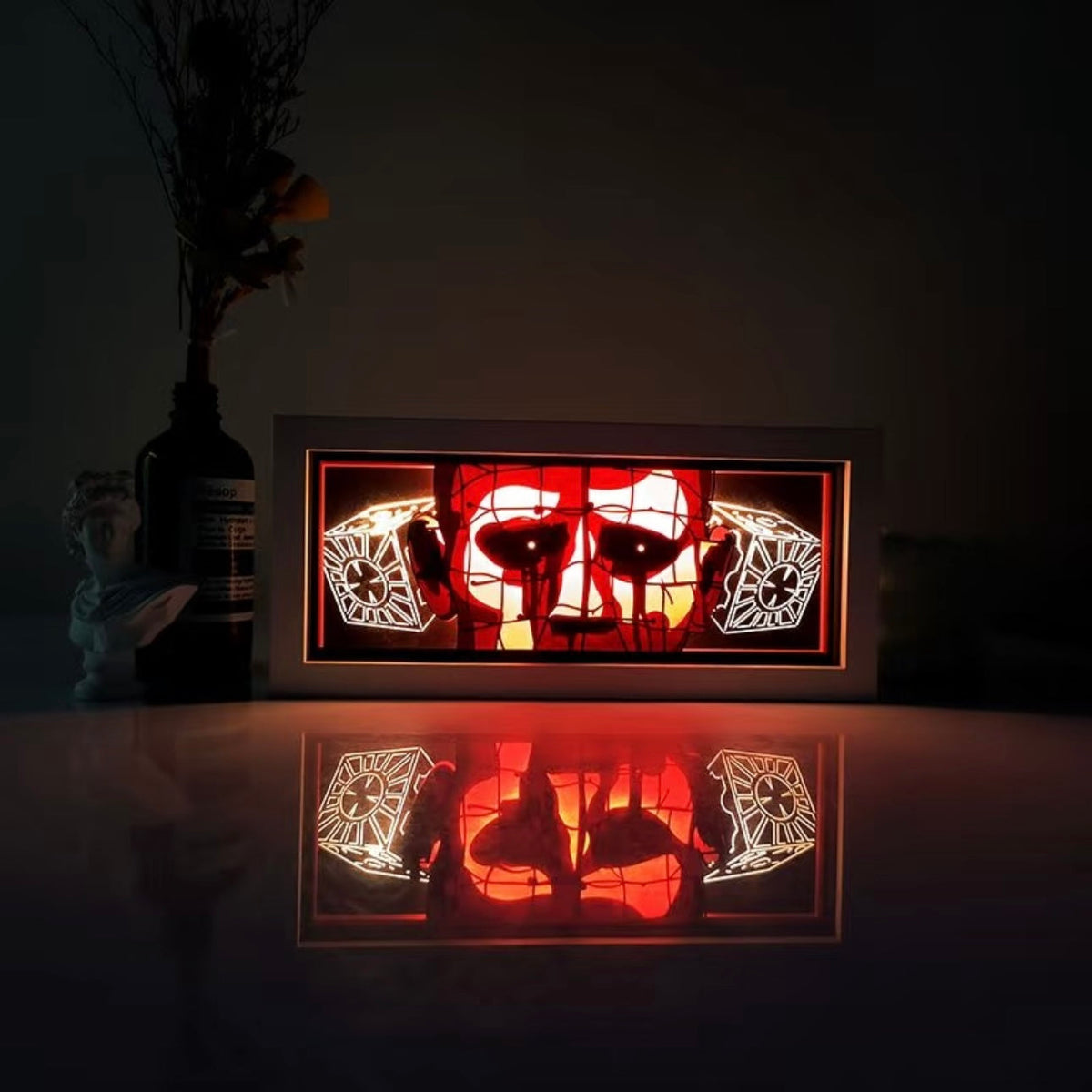 Horror Anime 3D Paper-Cut LED Lamp – Portable Night Light & Desktop Decoration
