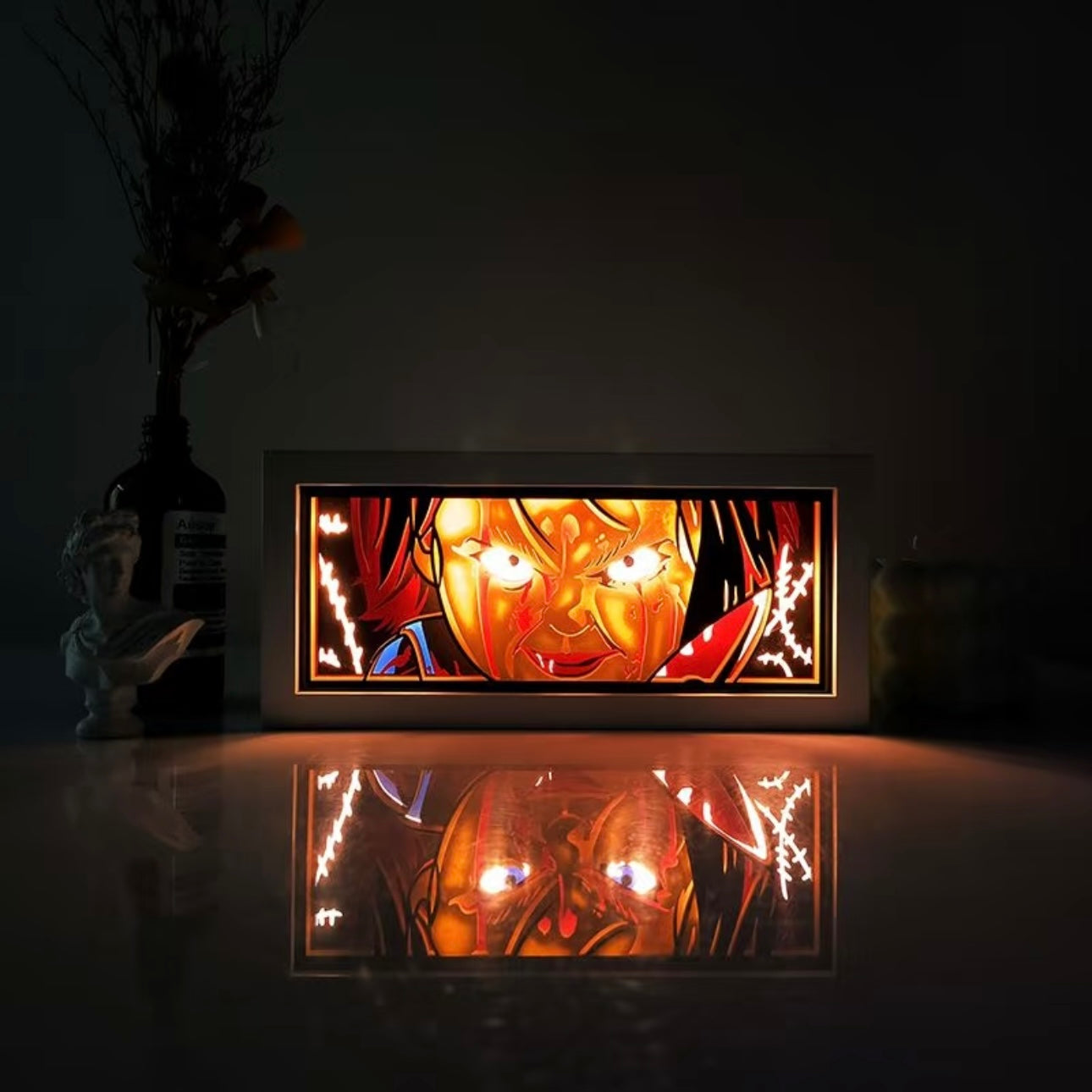 Horror Anime 3D Paper-Cut LED Lamp – Portable Night Light & Desktop Decoration