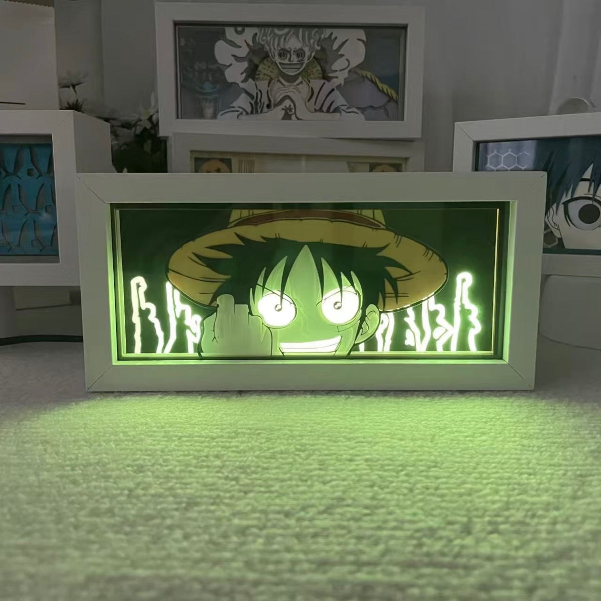 One Piece 3D Paper-Cut LED Desktop Lamp – 16-Color Anime Night Light