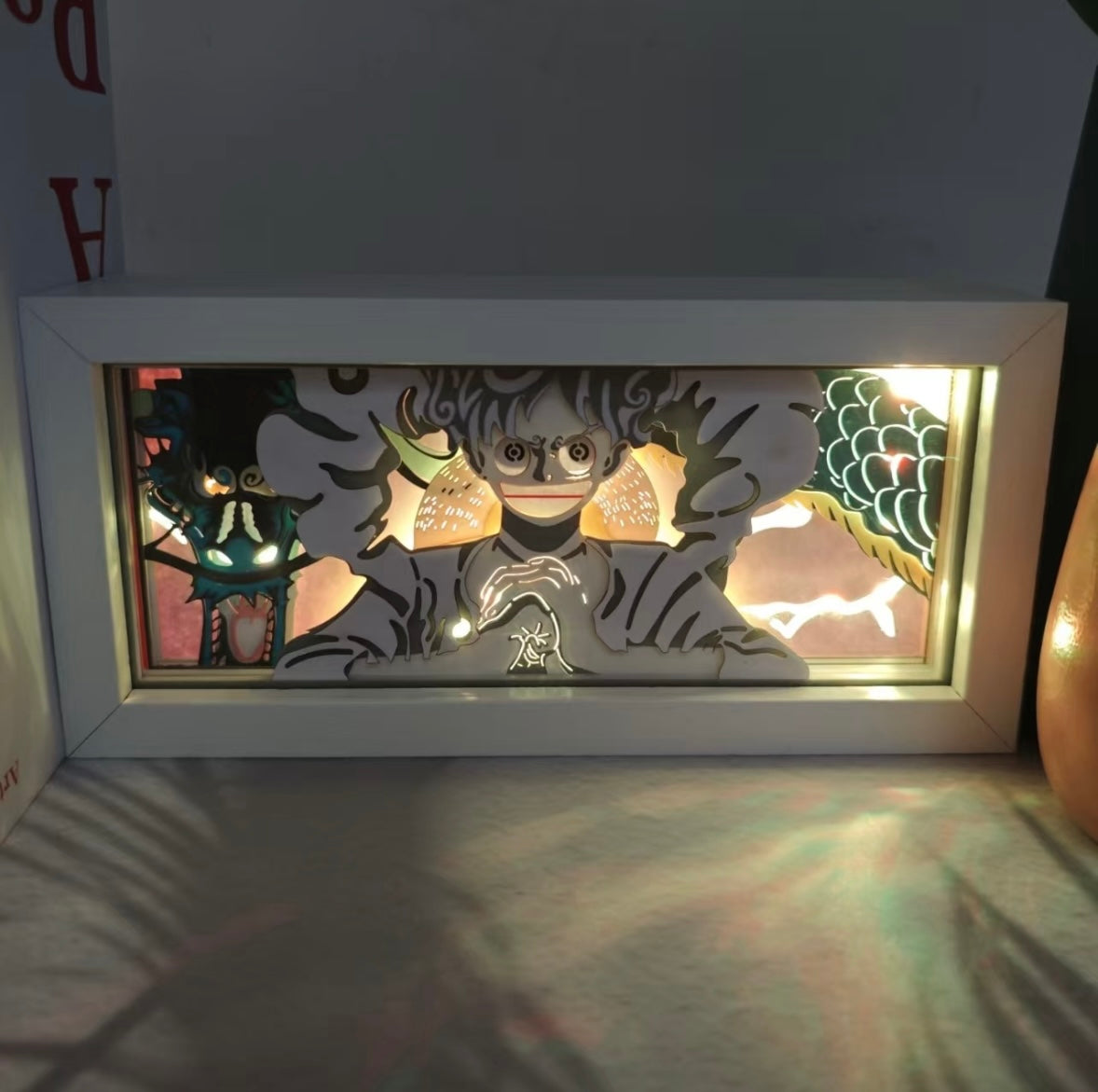 One Piece 3D Paper-Cut LED Desktop Lamp – 16-Color Anime Night Light