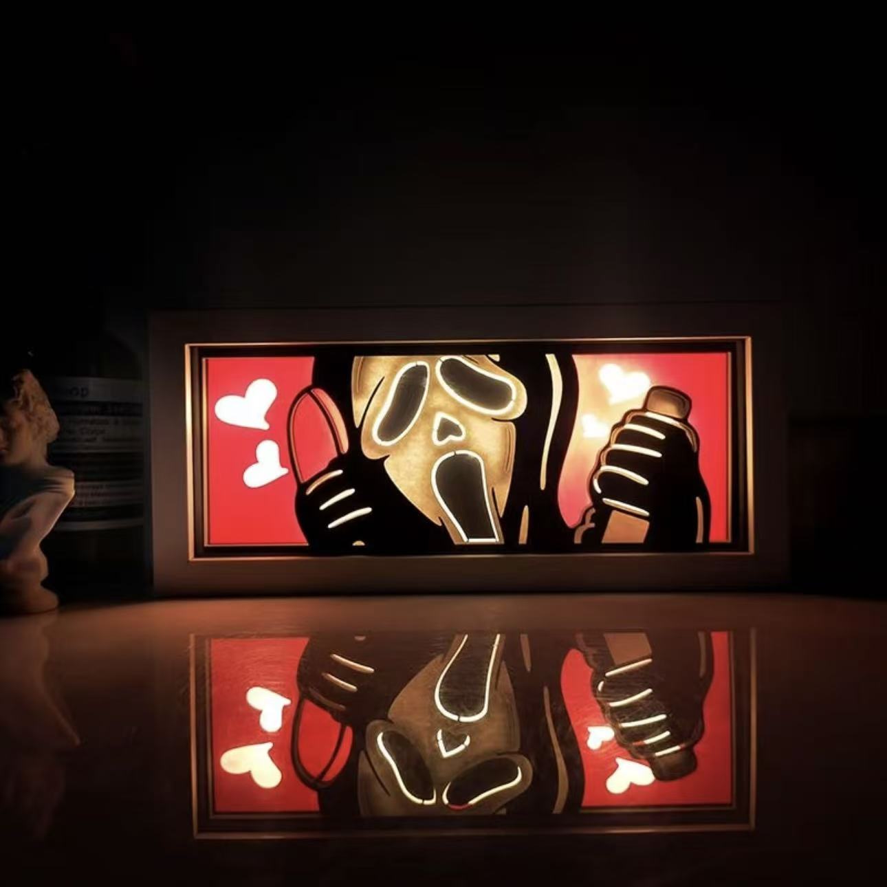 Horror Anime 3D Paper-Cut LED Lamp – Portable Night Light & Desktop Decoration